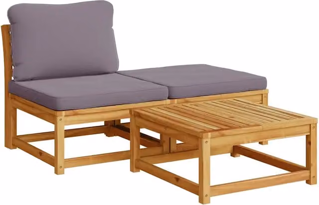 Set Mobili da Giardino 3 pz con Cuscini Legno Massello di Acacia CFW1830042
