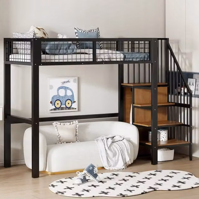 Letto a castello 90x200 - Xylo - Nero, senza materasso