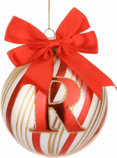 Pallina di Natale Circus Kasanova in vetro rosso con lettera R, diametro 10 cm – 1