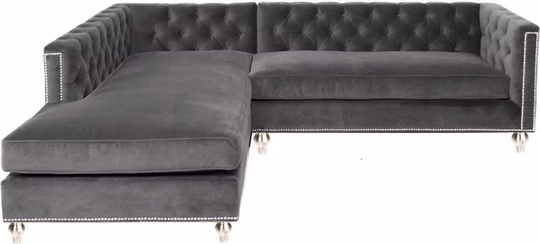 Ecksofa Wohnlandschaft Couch Eckgarnitur Polster Samt Stoff Möbel Design Grau