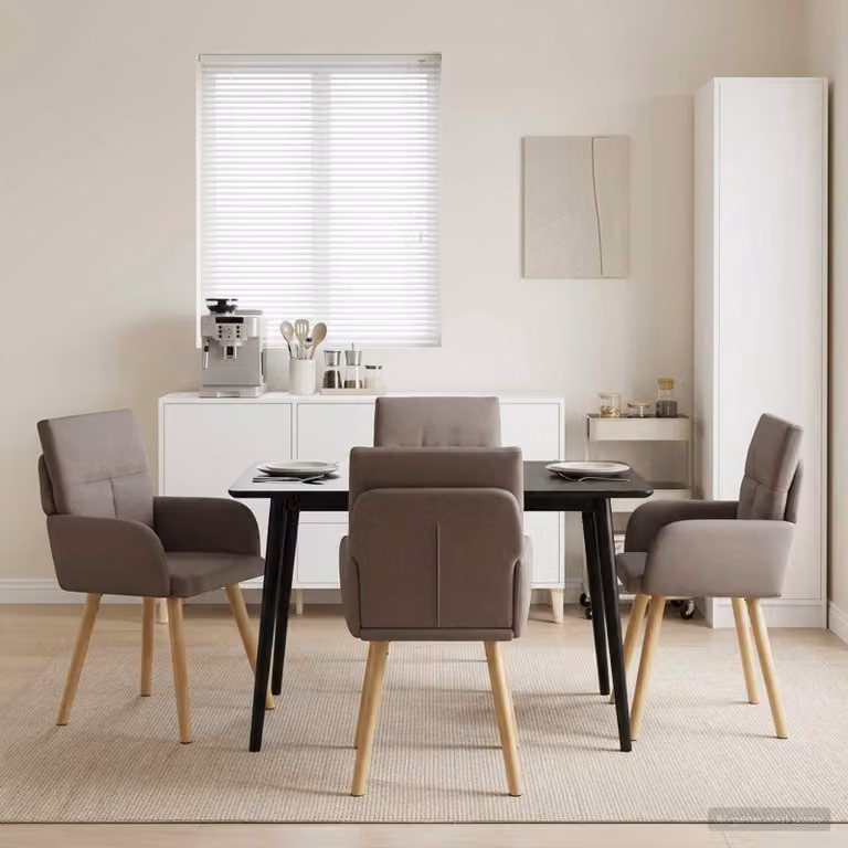 Set di 4 sedie da pranzo moderne vidaXL in tessuto tortora con struttura in legno e metallo L 60 cm x P 56 cm x H 93 cm