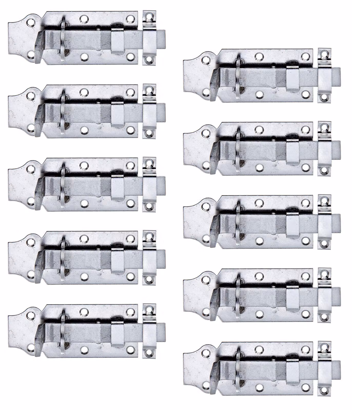 Alberts 869786 Bullone di bloccaggio, diritto, con impugnatura piatta e occhiello fisso, acciaio inossidabile, piastra 100 x 45 mm, set di 10