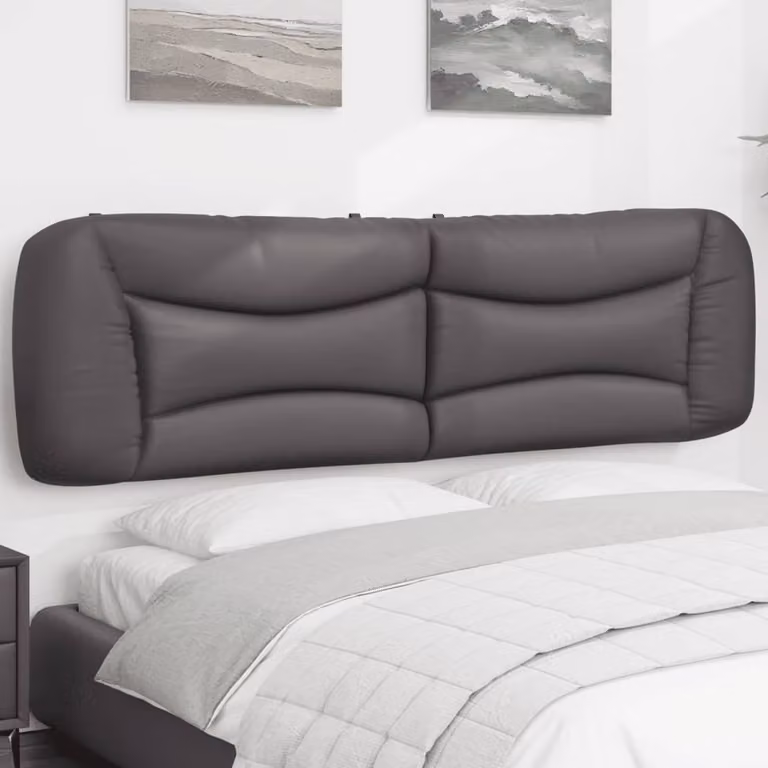Testiera per letto imbottita vidaXL Hvar Grigio in similpelle con montaggio a parete L: 190 cm, H: 48 cm, P: 15 cm