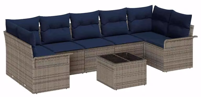 Set Divano da Giardino 8 pcs Grigio polyrattan