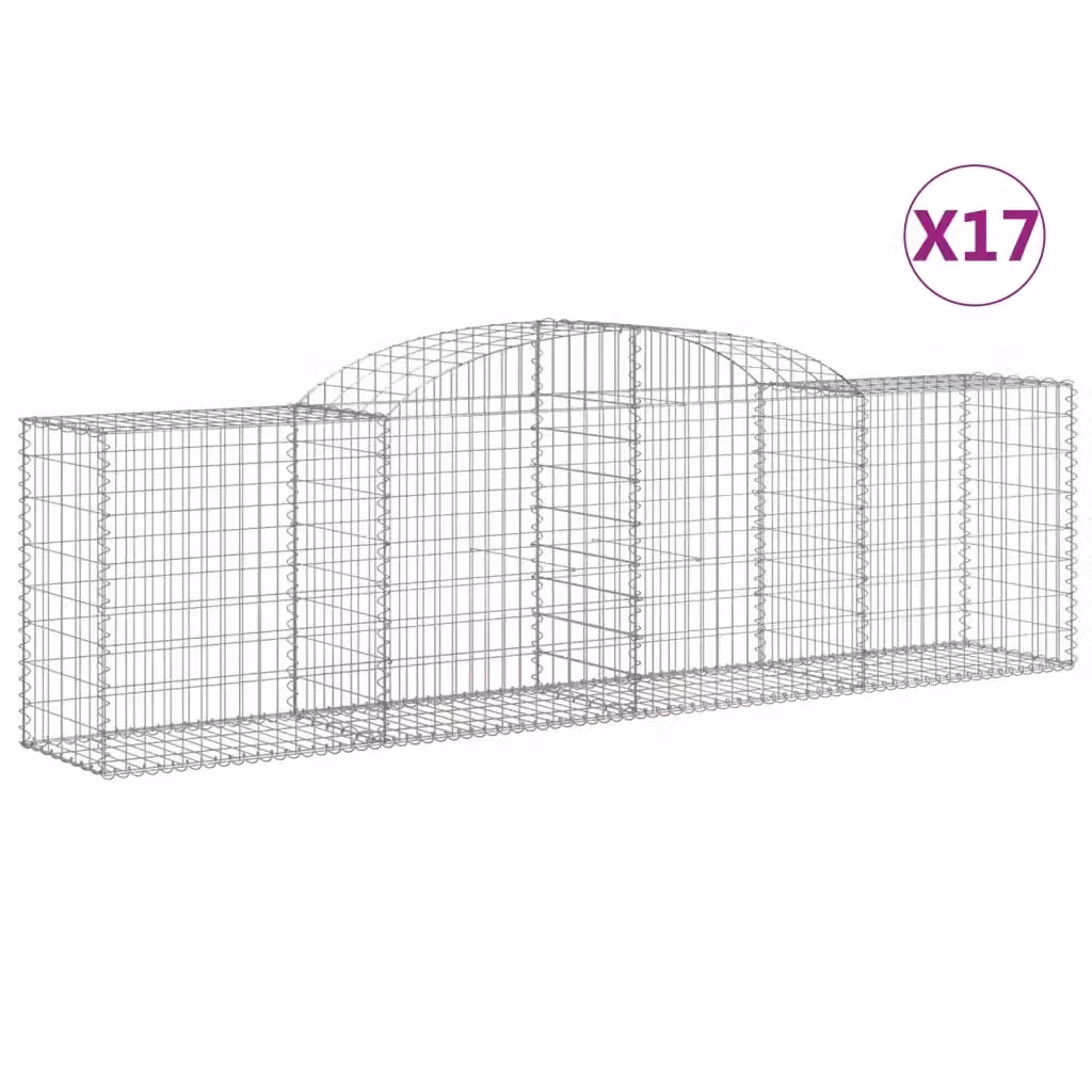Set di 17 Cesti Gabbioni ad Arco vidaXL in Acciaio Zincato Argento L: 300 cm, P: 50 cm, H: 80-100 cm – 2