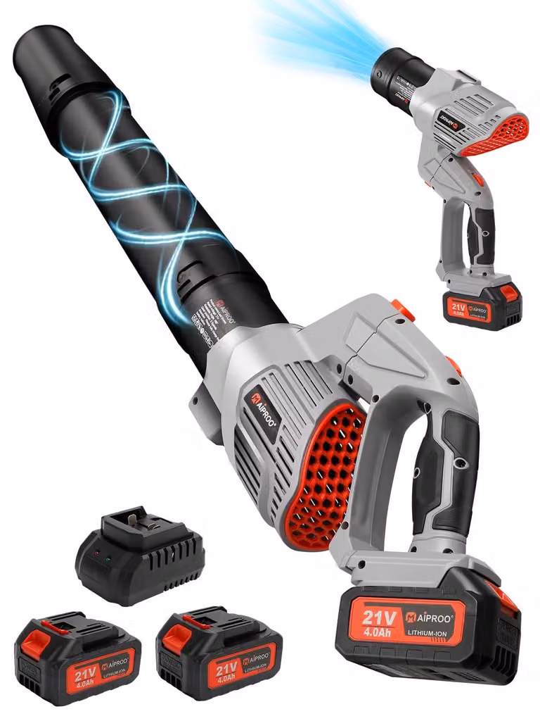 Soffiatore a batteria - 21V, 2 batterie da 4.0Ah - Portata d'aria: 1189 m³/ora - Materiale: plastica