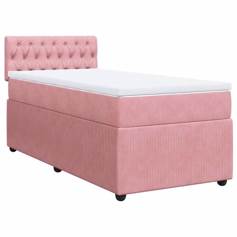 Giroletto a Molle con Materasso Rosa 90x190 cm in Velluto