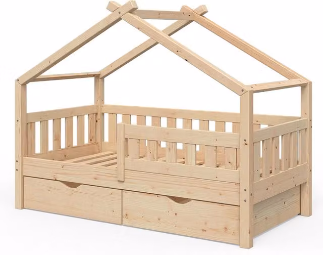 Letto montessori bambini Design Legno 80x160 cm con 2 cassetti Vitalispa