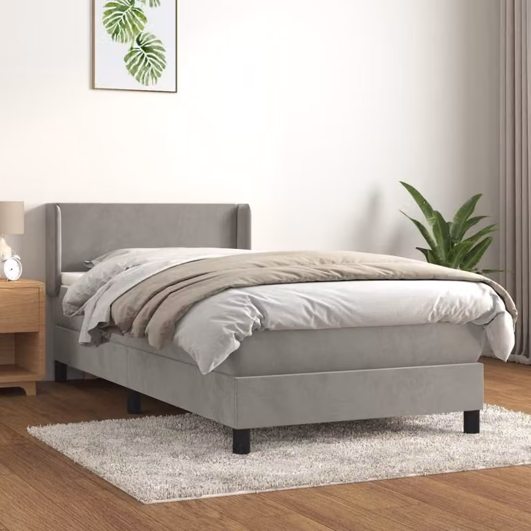 Maison Exclusive - Giroletto a Molle con Materasso Grigio Chiaro 90x190 cm Velluto