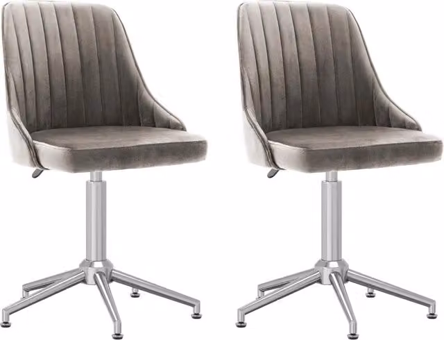 Set di 2 sedie da pranzo girevoli a 360 gradi VIDAXL in velluto grigio con struttura in metallo e MDF
