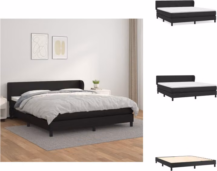 vidaXL Letto a molle con materasso nero 160x200 cm in Pelle finta - Letti & strutture letto