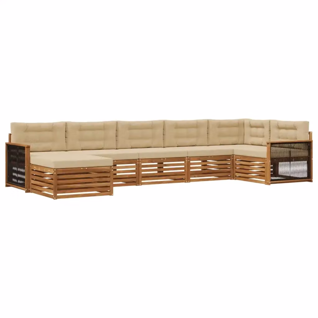 Set di divani da esterno a forma di U con 7 pezzi vidaXL in legno di acacia color sabbia e beige – 2