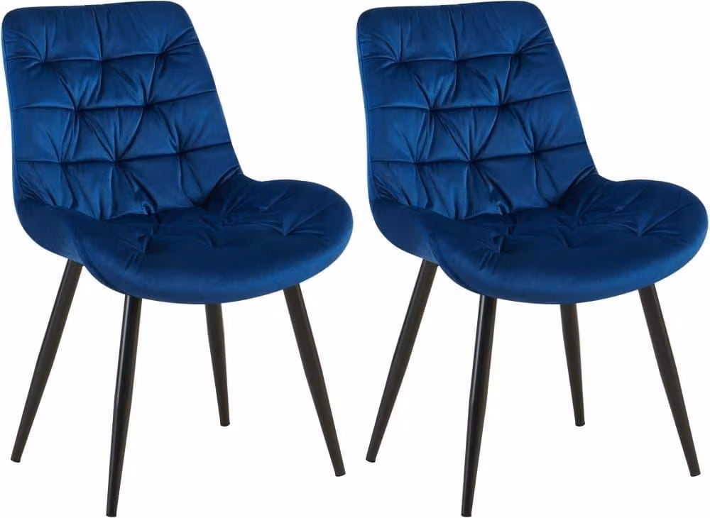 set di 2 sedie da pranzo - sedie in velluto - elevato comfort di seduta | colore: blu scuro