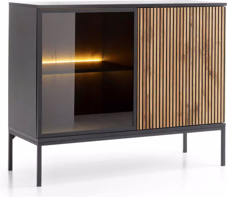 FURNLUX Credenza Sento Black 104cm / Colore principale: Marrone / Dimensioni: 104 x 83 x 39 cm