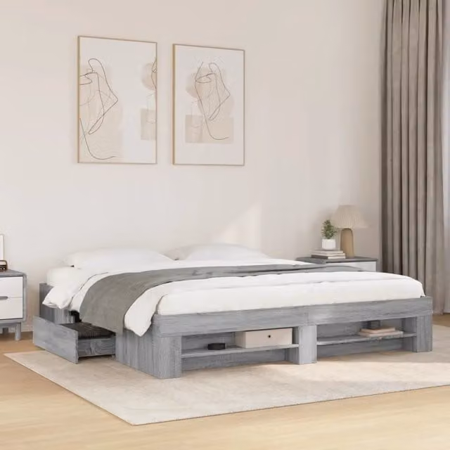 Giroletto senza Materasso-Struttura Letto Grigio Sonoma 180x200 cm Truciolato 809554