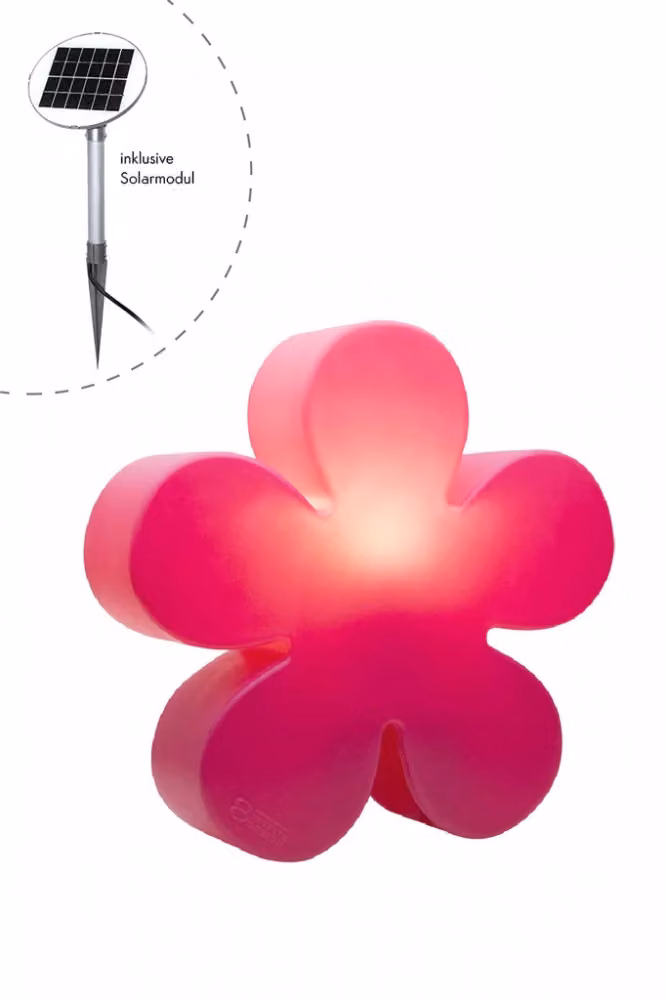 Shining Flower 60 Rosa con unità solare a LED bianco caldo inclusa