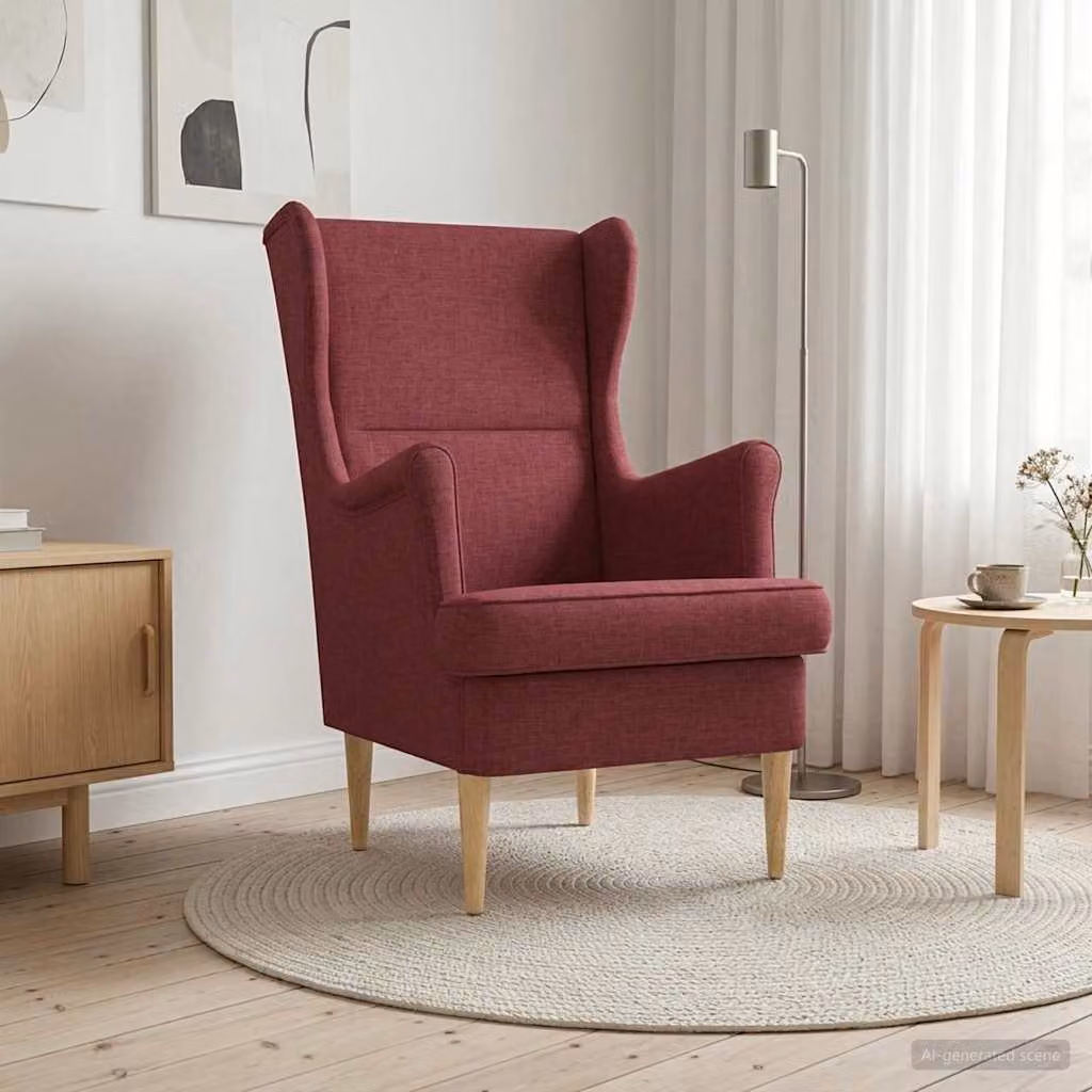 Poltrona moderna vidaXL in tessuto rosso con braccioli per soggiorno e camera da letto