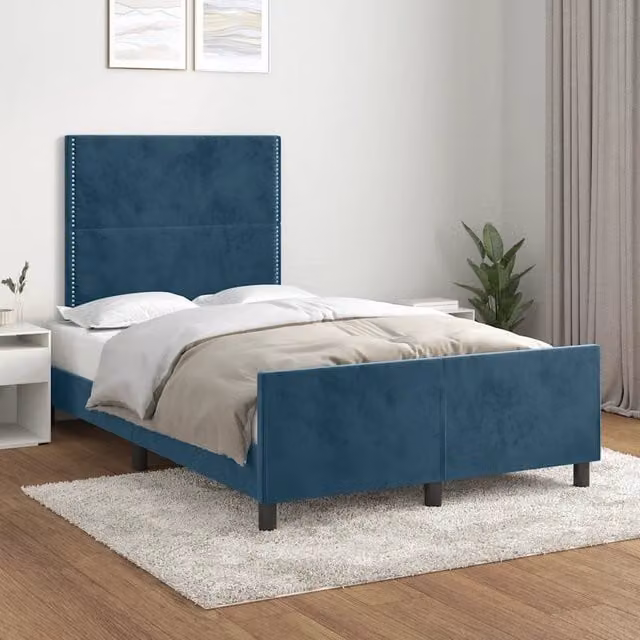 Giroletto vidaXL in Velluto Blu Scuro L/P/H: 120 x 126 x 200 cm – 1