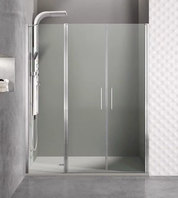 Box doccia Ducha OPEN rettangolare con vetro satinato e finitura cromo, L: 155 cm (40+60+60)
