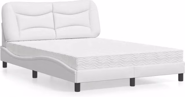 Letto con Materasso Hvar vidaXL Bianco in Similpelle e Tessuto L/P/H: 140 x 190 x 145 cm