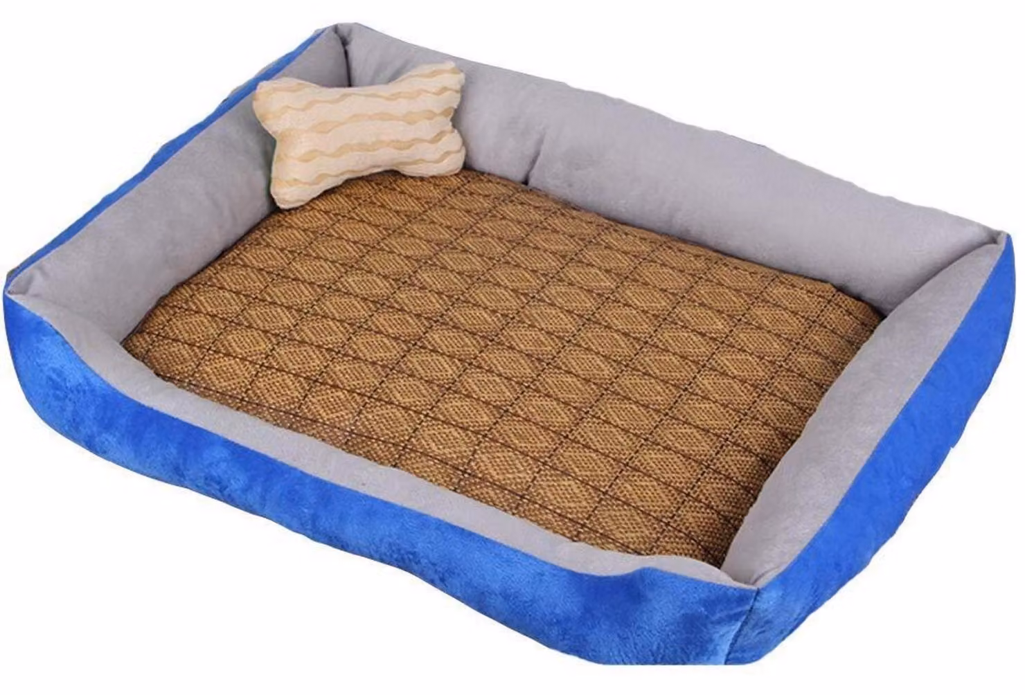 Cuccia per cani con bordo, lavabile, antiscivolo, color blu-grigio, taglia XL