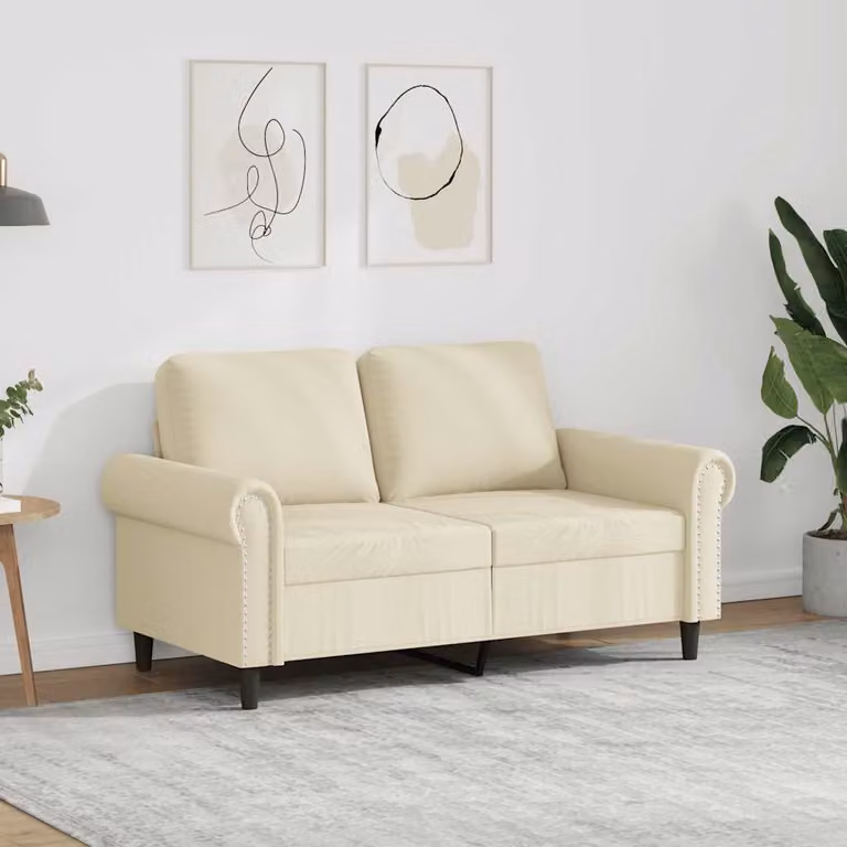 Divano a 2 posti moderno vidaXL in similpelle beige con struttura in metallo e imbottitura in schiuma L: 152 cm, P: 77 cm, H: 80 cm