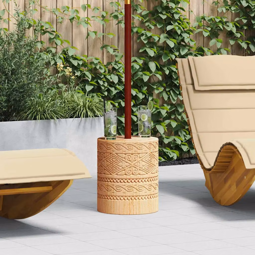 Base per ombrellone vidaXL in legno massello naturale marrone cilindrica da 28,05 kg