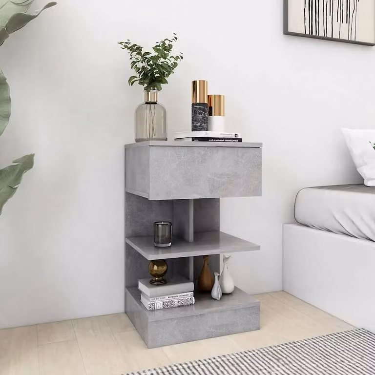 Comodino moderno vidaXL in legno grigio da appendere a parete L: 40 cm, P: 35 cm, H: 65 cm