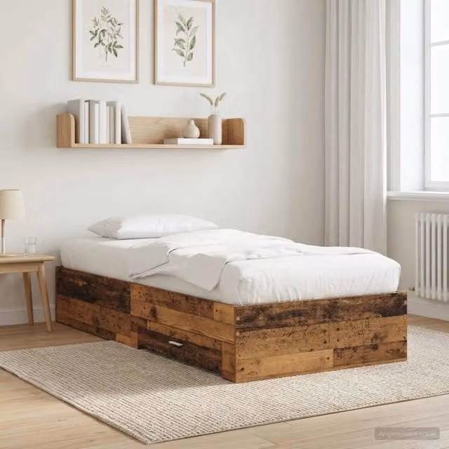 Struttura letto con cassetti in legno ingegnerizzato stile rustico marrone vidaXL – 1