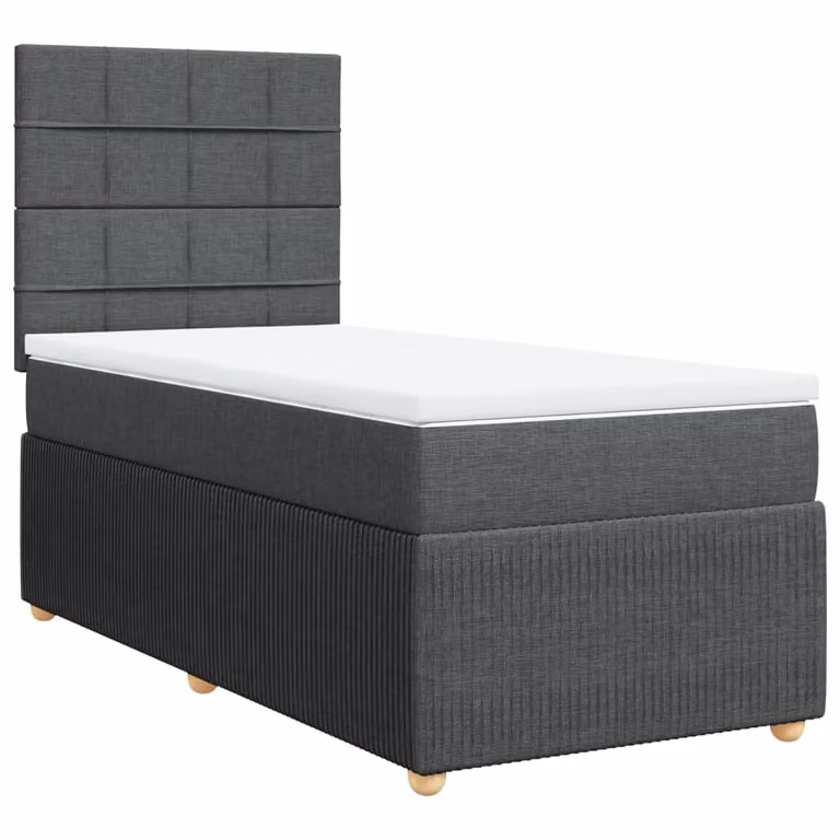 Giroletto a Molle con Materasso Grigio Scuro 80x200 cm Tessuto