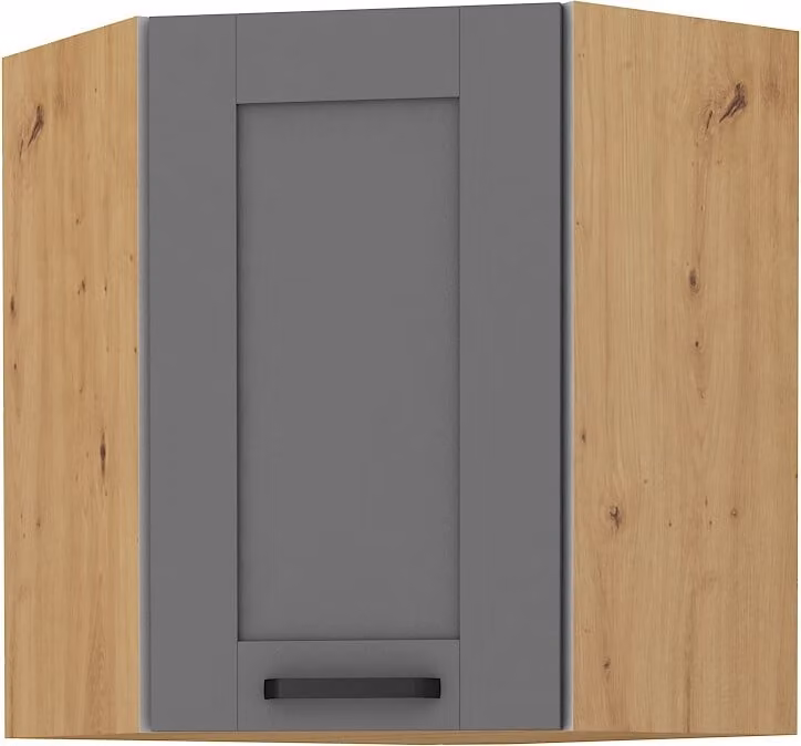 Armadietto superiore ad angolo LAILI - 60x60 cm, grigio / rovere artisan