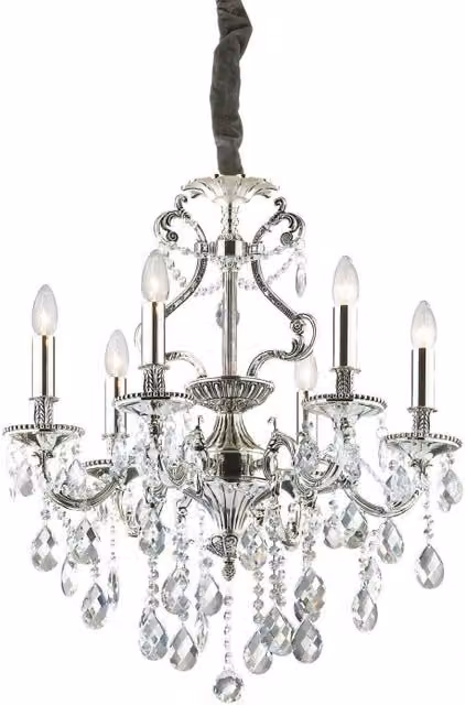 Lampada A Sospensione Gioconda Sp6 Ideal-Lux Argento con Cristalli e LED