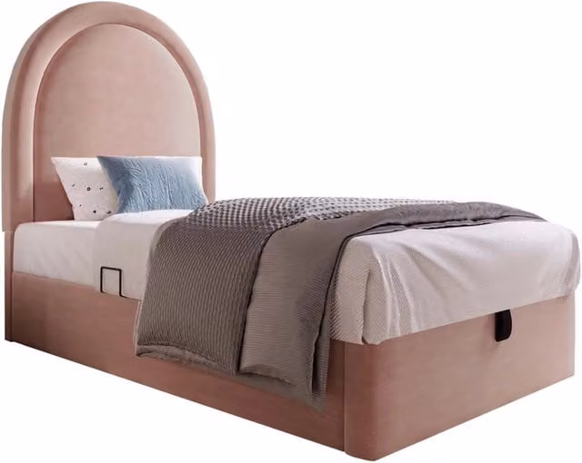 Letto singolo per bambini 90x190 in velluto rosa con contenitore， senza materasso