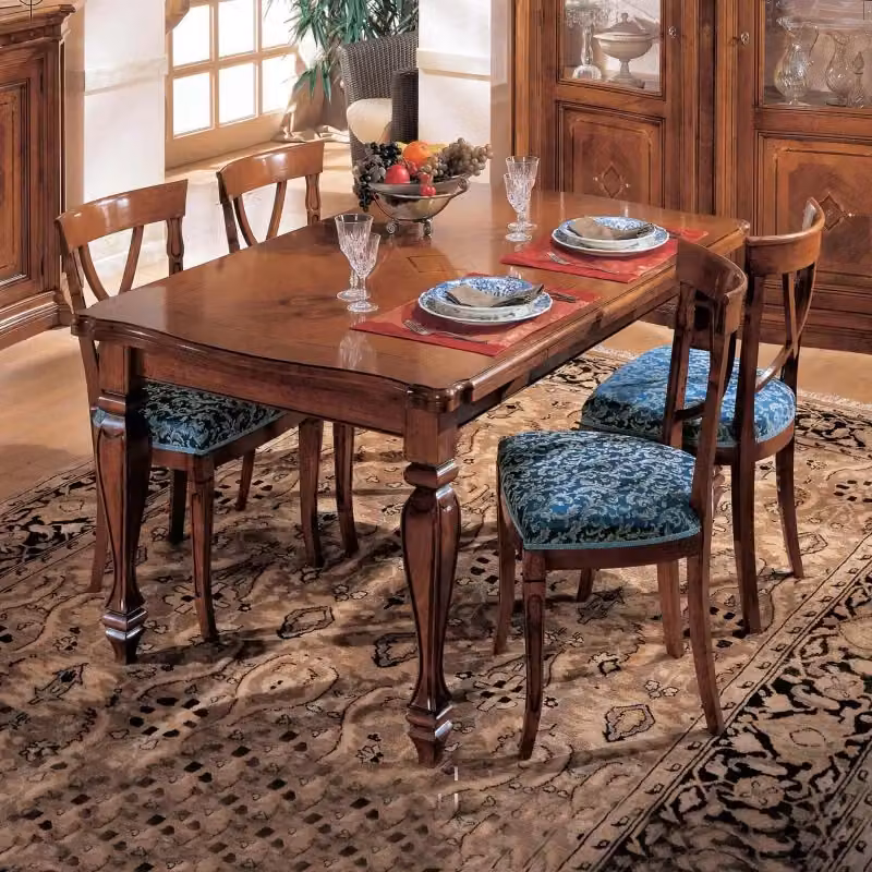Tavolo classico Bassano di Mobili 2G allungabile rettangolare in legno marrone L: 160 cm, P: 100 cm, H: 80 cm – 2