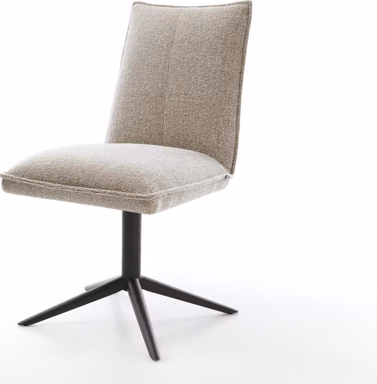 DELIFE sedia girevole Lelio-Flex tessuto morbido beige base nera girevole a 360° funzione dondolo nucleo a molle tascabili