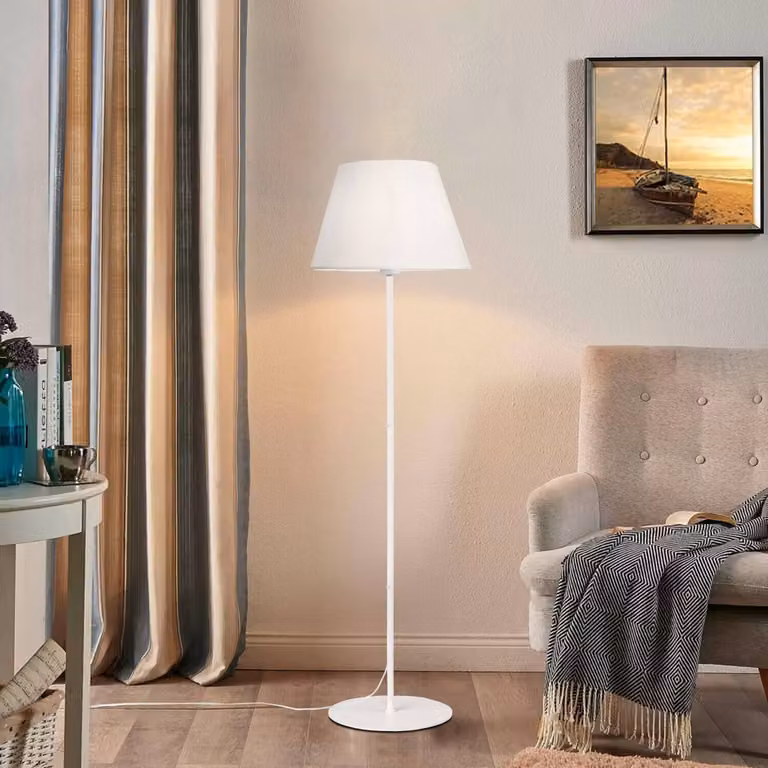Opviq, 241562, Lampada da terra, bianca, corpo in metallo, dimensioni 35 x 35 x 152 cm