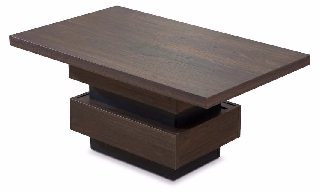Tavolino rettangolare marrone per l'ufficio o lo studio, tavolo in legno dal design moderno