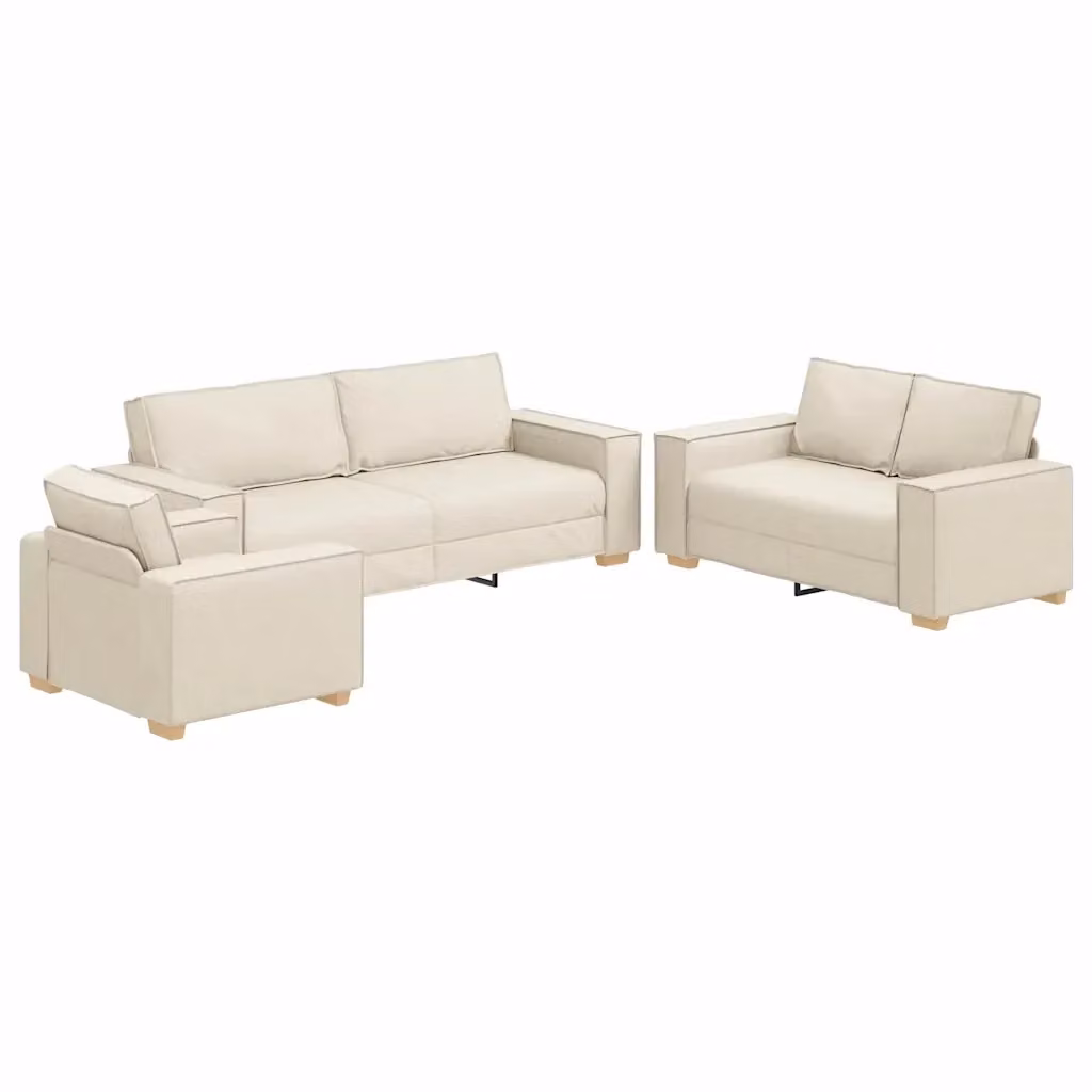 Set di 3 divani moderni vidaXL in tessuto beige per soggiorno – 2
