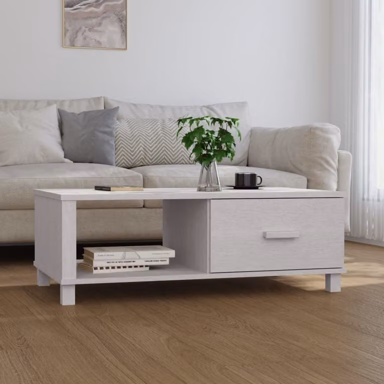 Maison Exclusive - Tavolino HAMAR, bianco, 100x55x35 cm, in legno massello di pino