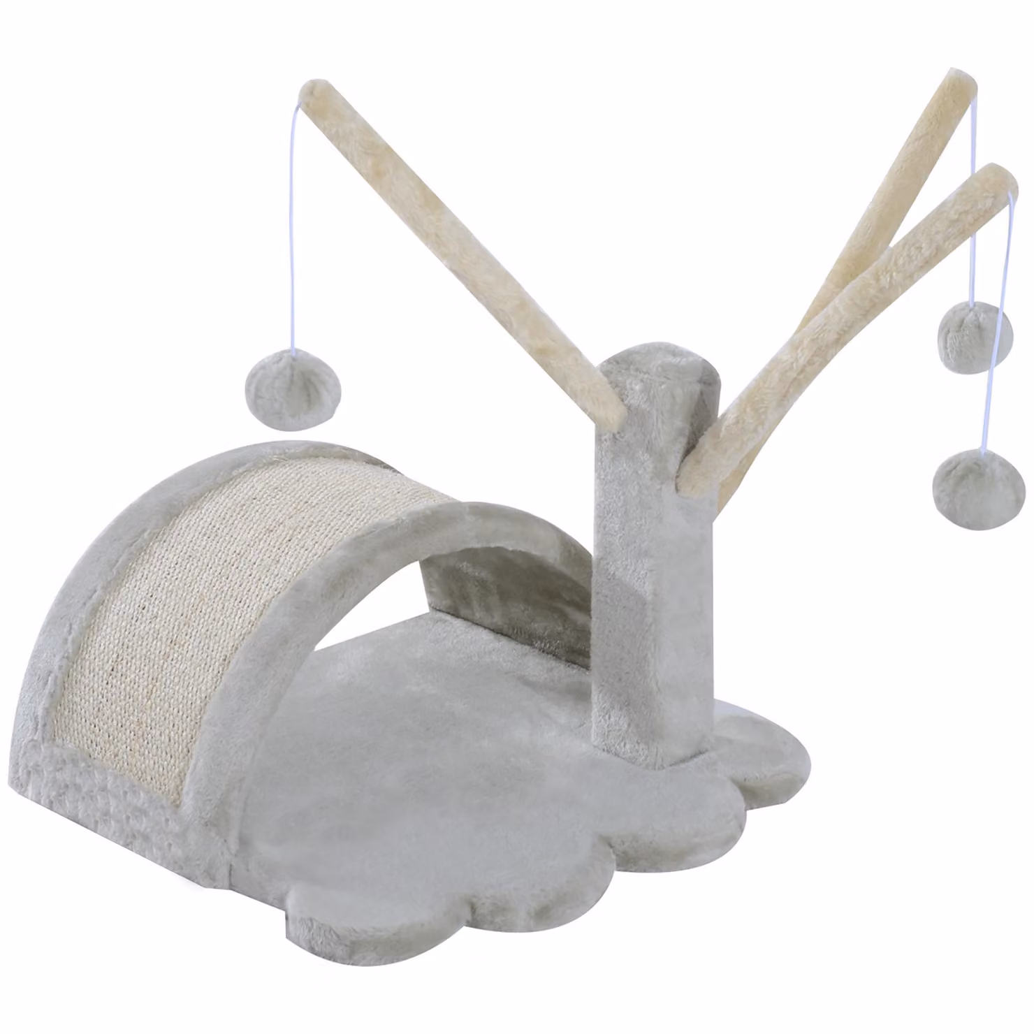 Riposo e tiragraffi per gatti D30-100, albero per gatti, truciolato, peluche, grigio chiaro, 38 x 38 x 40 cm