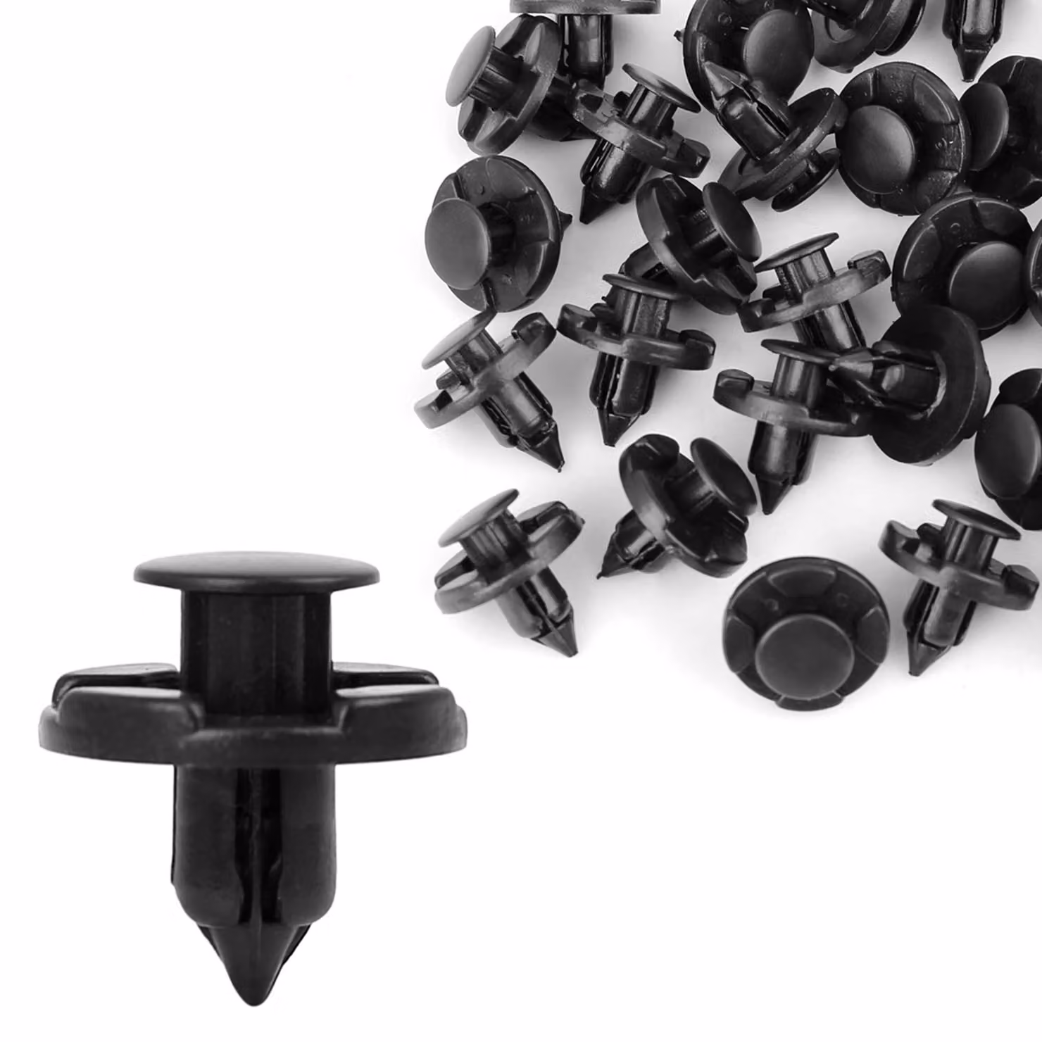30 elementi di fissaggio in plastica nera da 8 mm, tipo rivetto