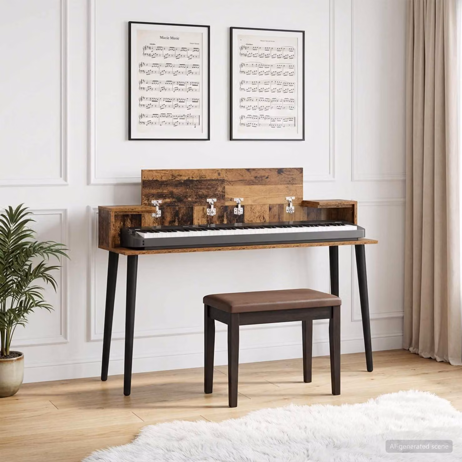 Scrivania da studio moderna vidaXL in legno color marrone L: 152 cm, P: 36 cm, H: 19,5 cm
