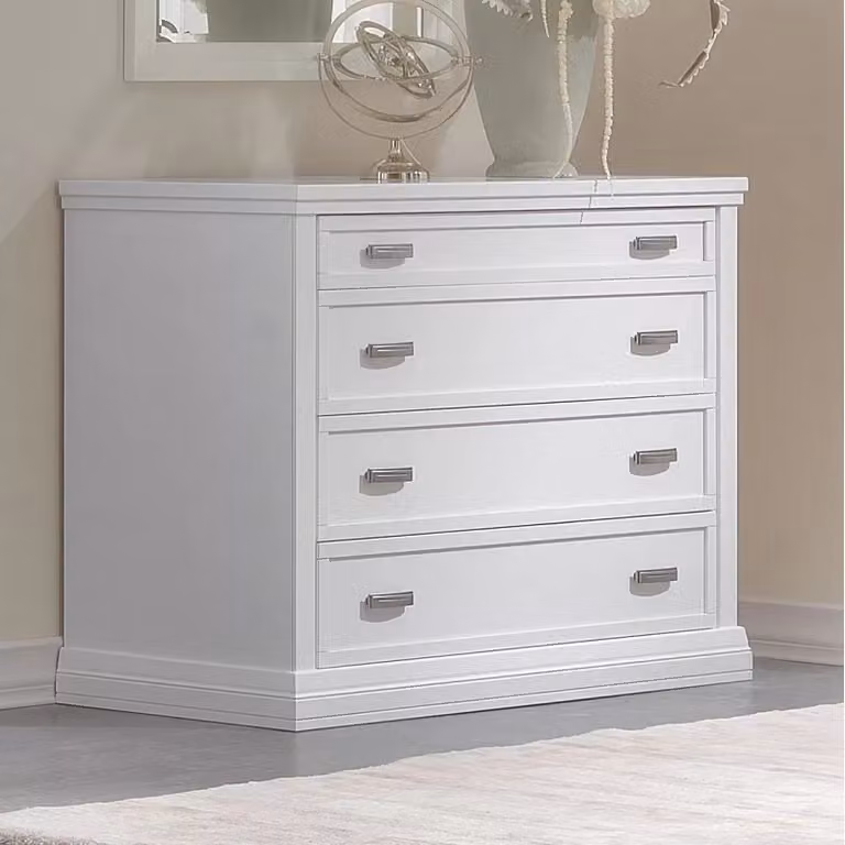 Set di mobili da camera da letto Mobili 2G composto da una cassettiera e due comodini in legno stile shabby bianco