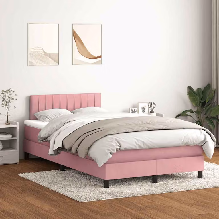 Maison Exclusive - Letto boxspring con materasso e LED rosa 120x220 cm velluto
