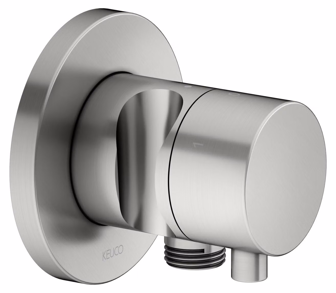 KEUCO IXMO Vanne d'inversion à encastrer 3 consommateurs, raccord de flexible, poignée Comfort et support de douche, avec arrêt, rosace ronde, 59549061201, 59549061201