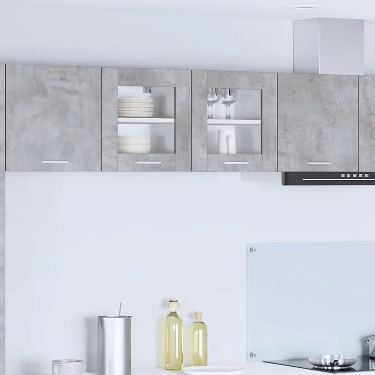 Armadio pensile da cucina moderno vidaXL con ante in vetro, Grigio, L 40 cm x P 31 cm x H 40 cm