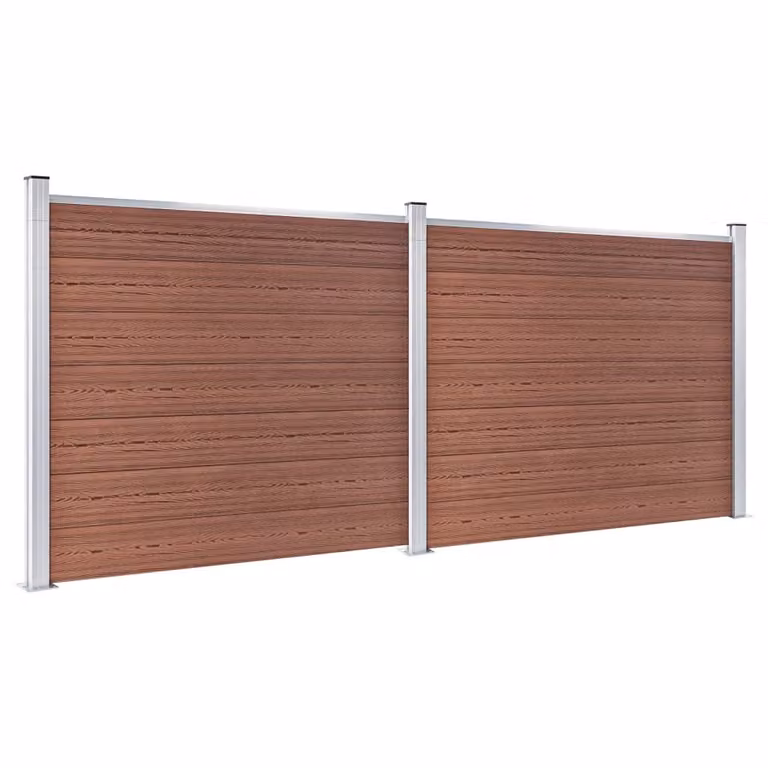 Set di elementi di recinzione WPC 353x146 cm Marrone