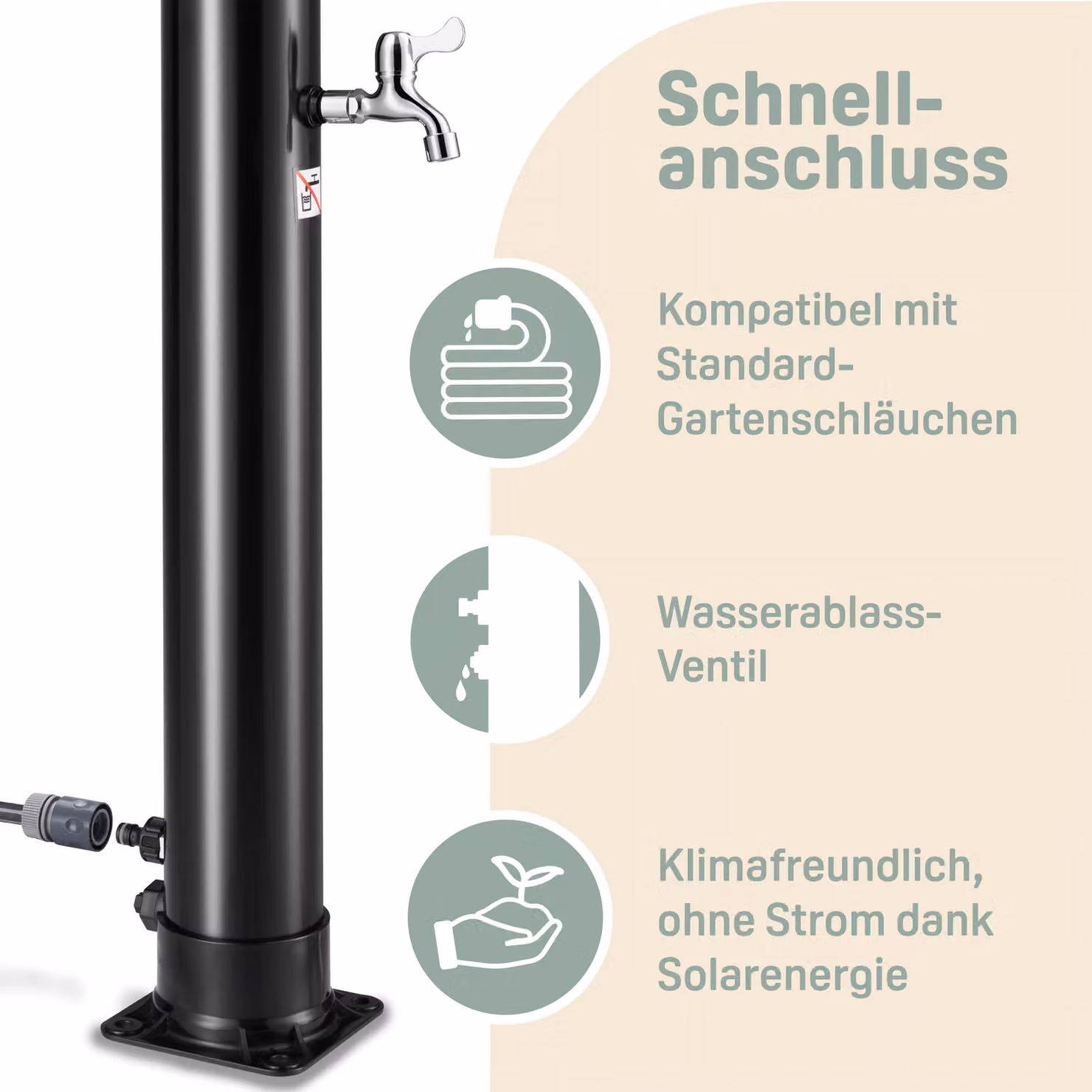 Doccia solare da giardino Monzana Bow Nero 20L – 2
