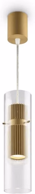 Lampada a sospensione moderna Maytoni Dynamics in vetro e metallo oro/ottone con design a cilindro e luce dimmerabile