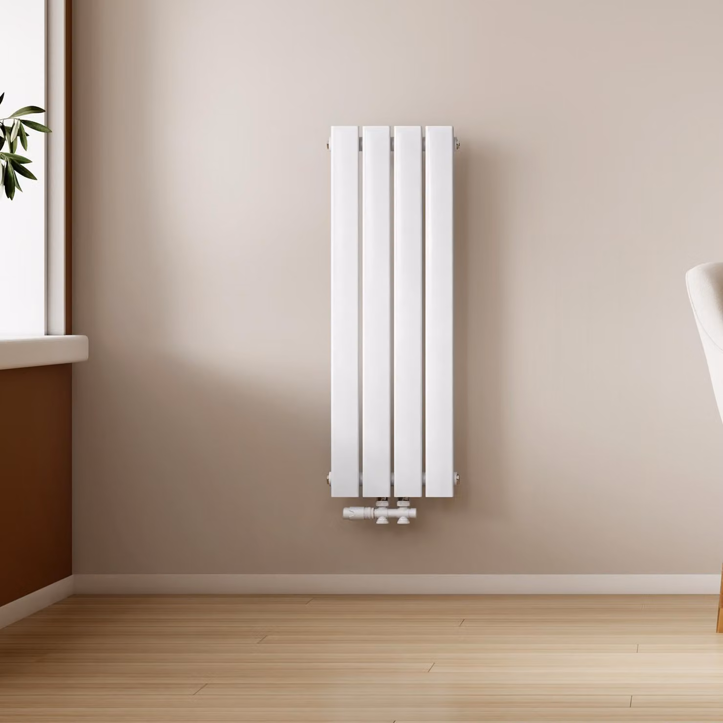 Radiatore EMKE, modello a pannello, design piatto, dimensioni 90 x 30,4 cm, a singolo strato, potenza 297 W, colore bianco